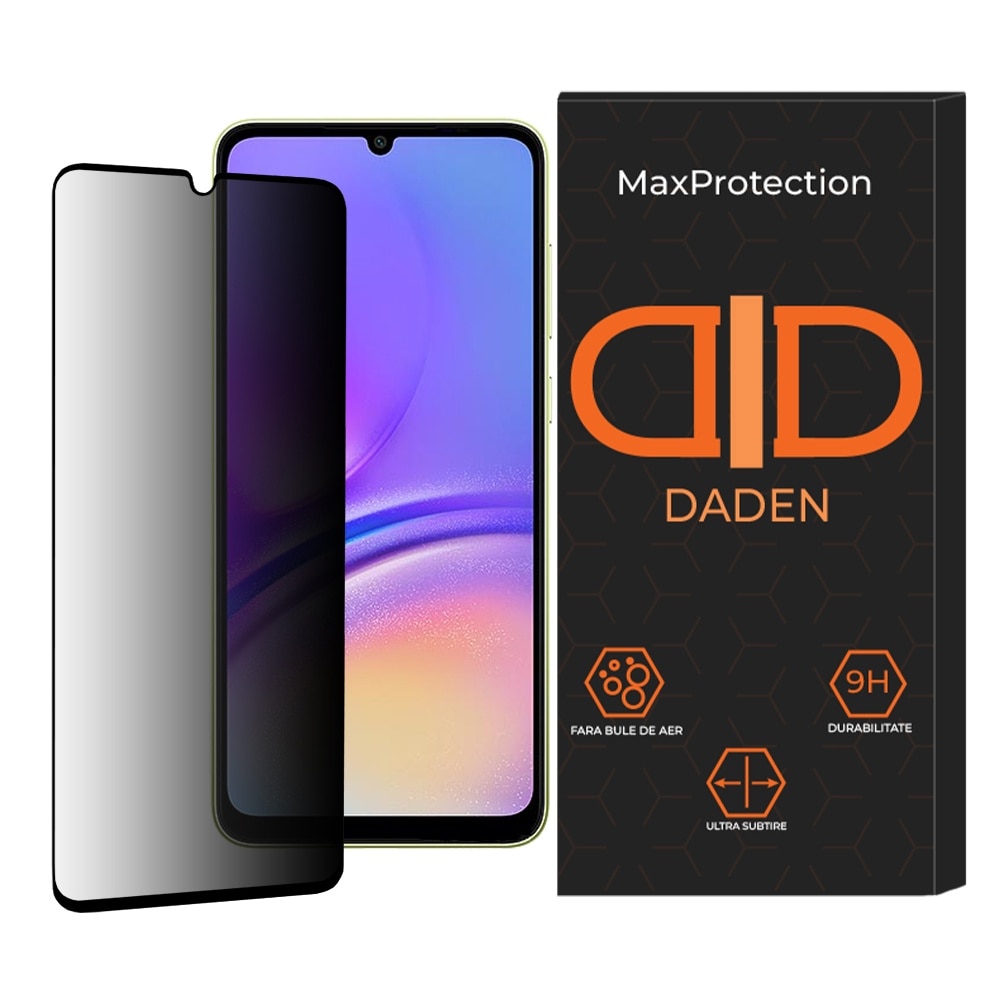 Folie Sticla pentru Samsung Galaxy A05s Privacy Daden MaxProtection, Full Cover, Protectie Profesionala, Ultra Rezistenta, Calitate Premium