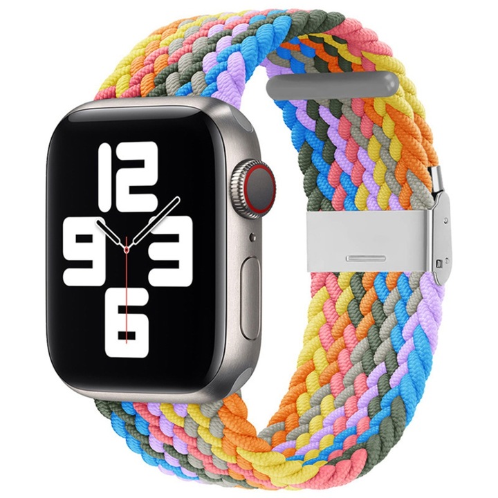 Curea pentru Apple Watch 1/2/3/4/5/6/7/8/9/SE/SE 2/Ultra/Ultra 2 (42/44/45/49mm), Ajustabila, Premium, SKDR BandPro W032 - Heartbeat purple