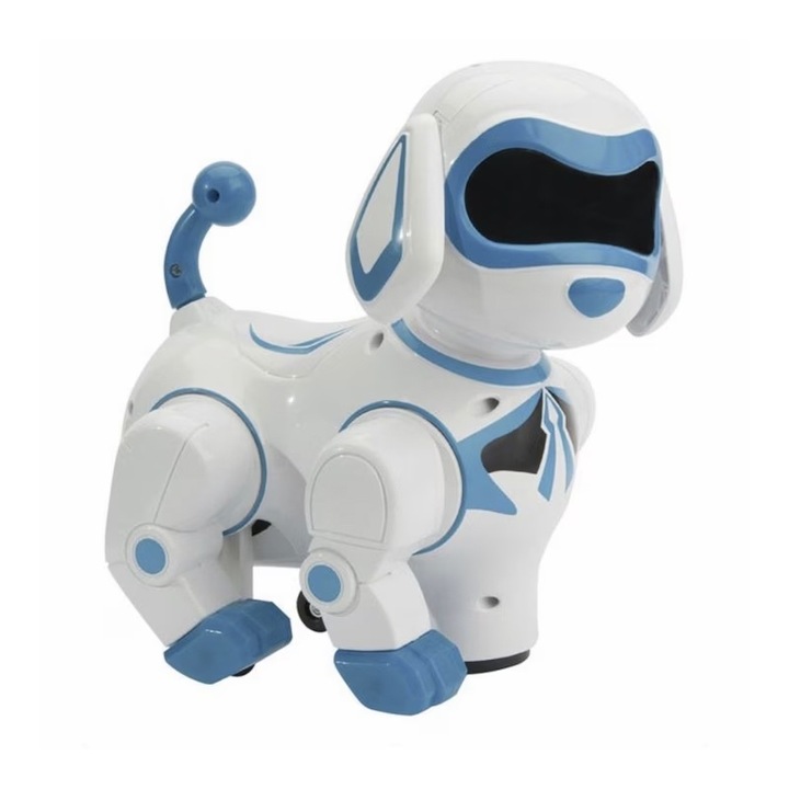 Jucarie Robot Caine Inteligent Alb Bleu cu Sunet, Yupy®