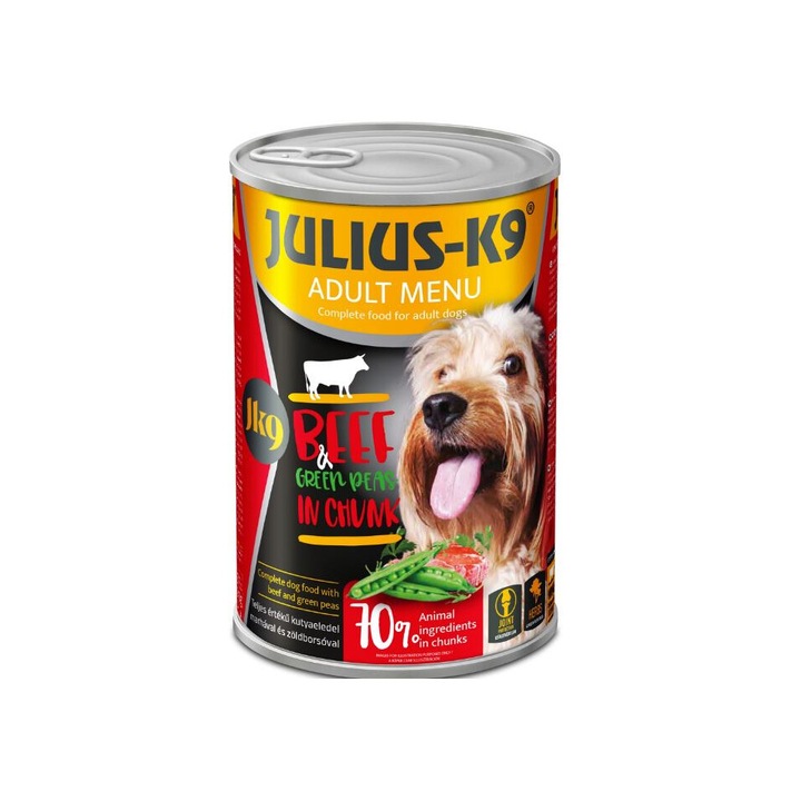 Супер-премиум мокра храна, Julius K9 Dog, Телешко и Грах, 1240гр