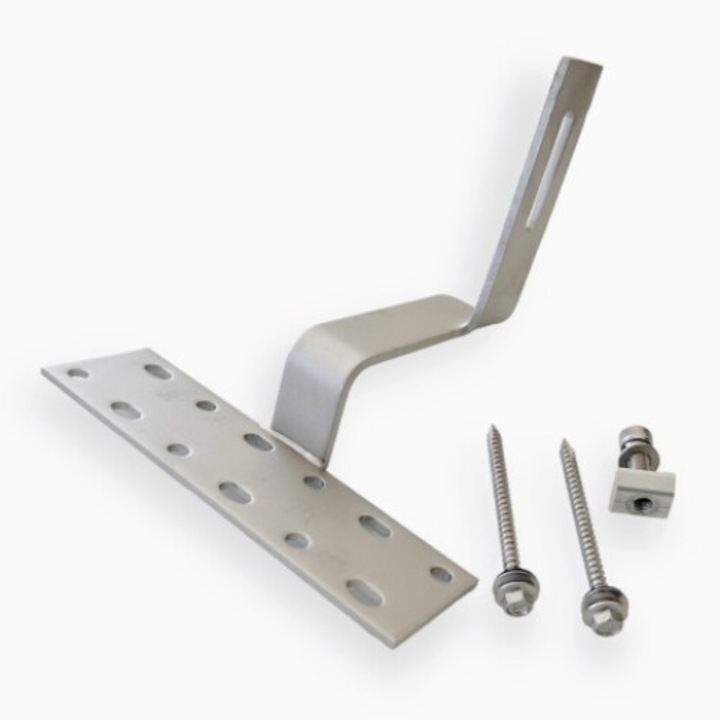 Carlig vertical prindere panou fotovoltaic pe tigla+2 suruburi+bolt