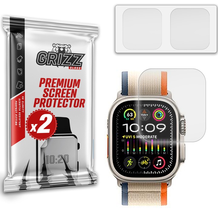 Grizz Glass PaperScreen védőfólia, matt, ujjlenyomatmentes, Apple Watch Ultra 2-höz, átlátszó