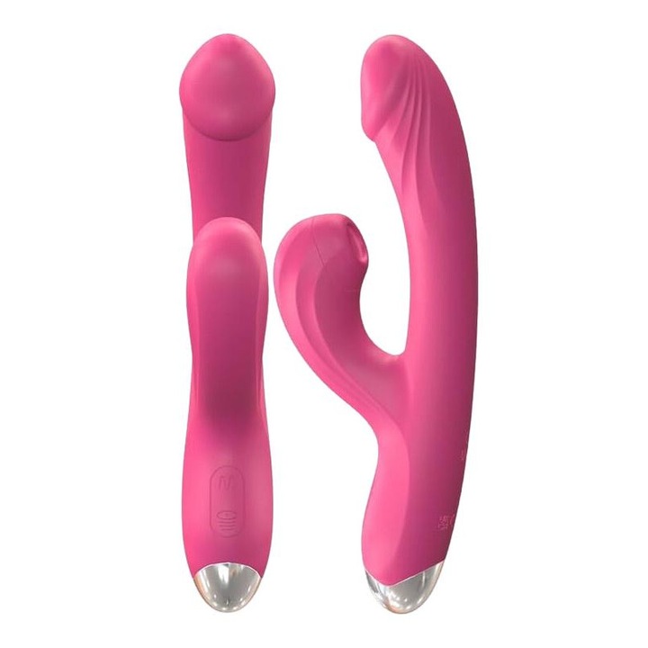 Introdult vibrátor, 10 sebesség, szilikon, vízálló, rózsaszín, USB töltés, 22,5 cm