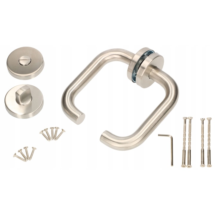 Set 2 manere usa cu placuta, Kotarbau, inox, 140mm, utilizare interior/exterior, argintiu