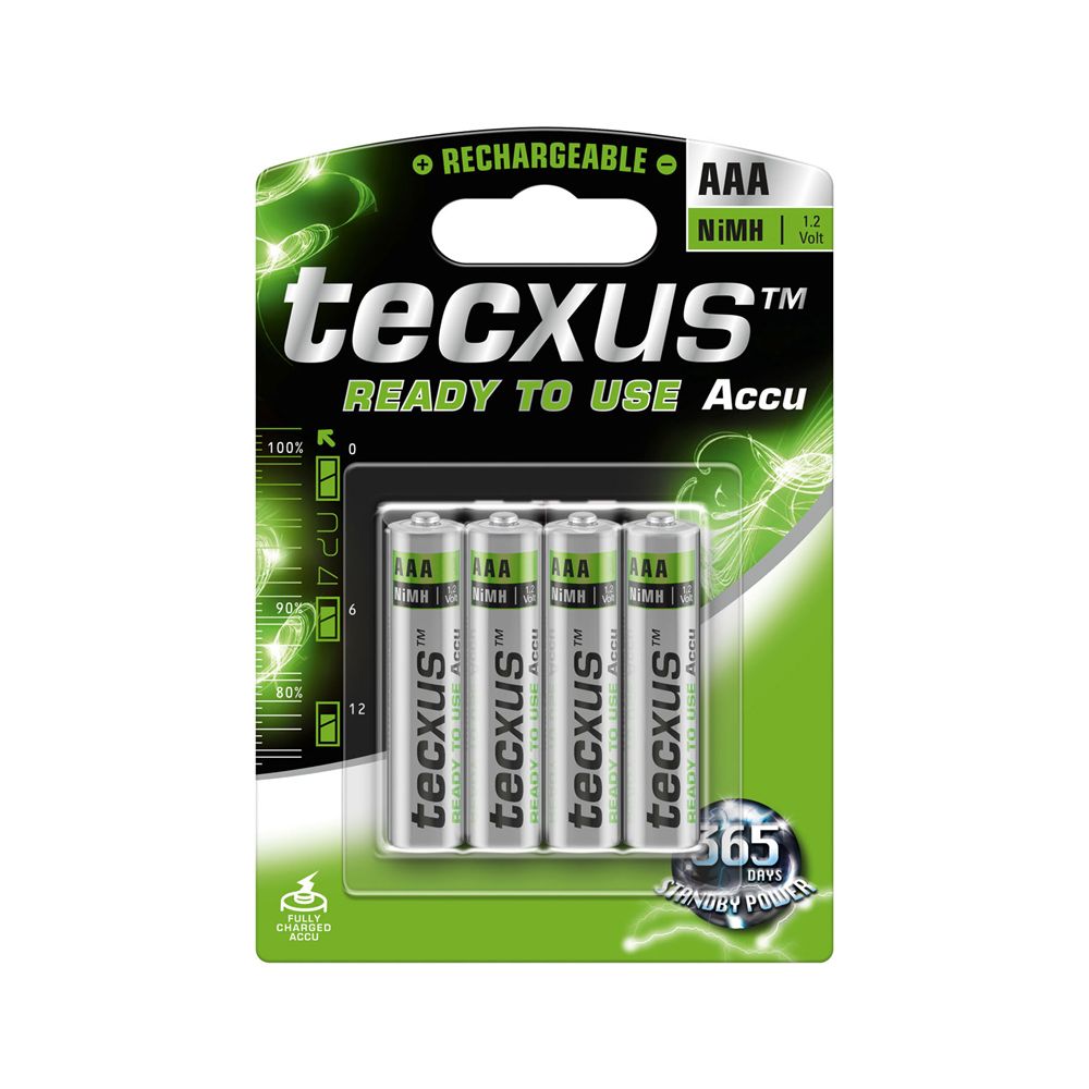 Acumulatori Tecxus AAA 800 mAh, preincarcati, gata de utilizare, blister de 4 buc