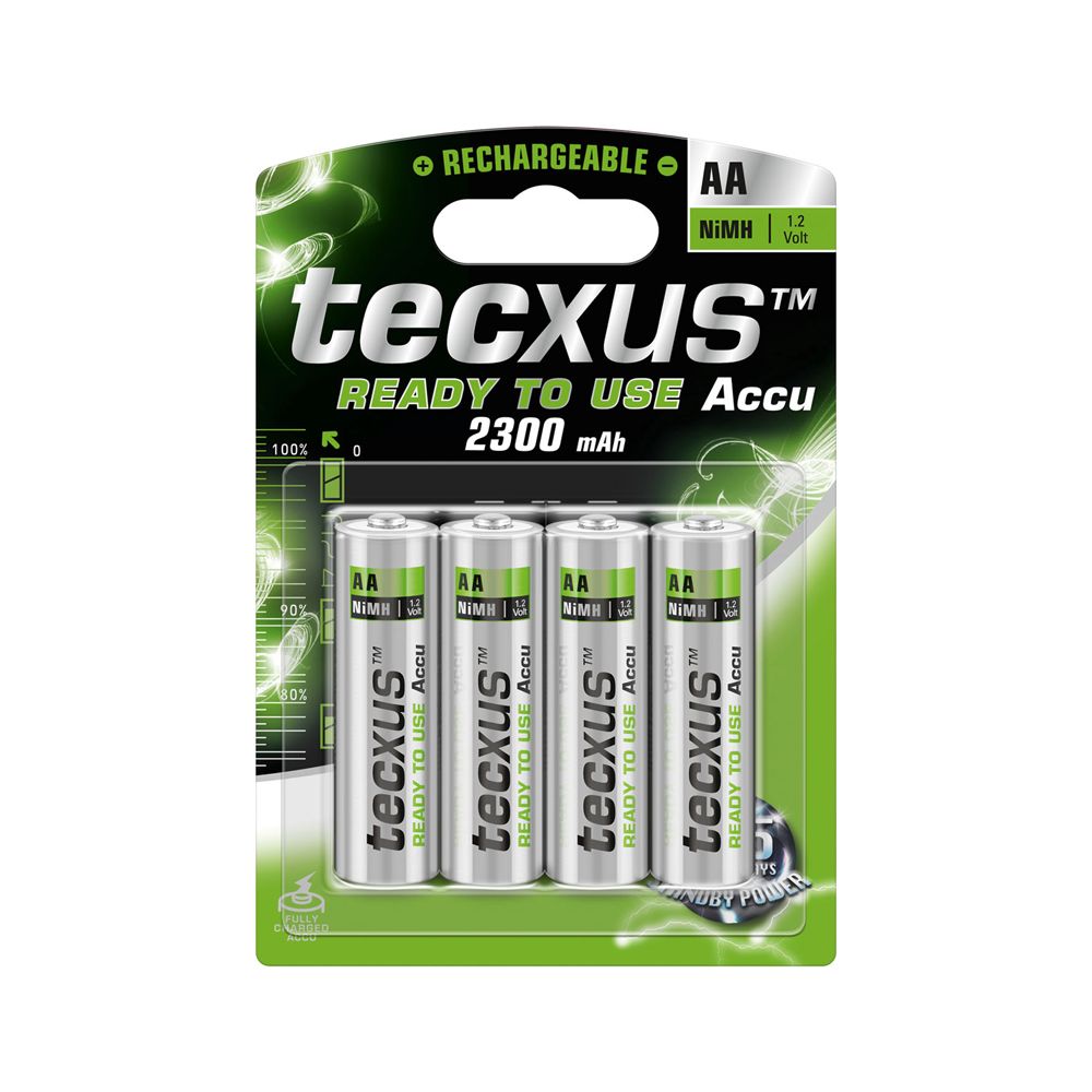 Acumulatori Tecxus AA 2300 mAh, preincarcati, gata de utilizare, blister de 4 buc