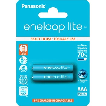 Acumulatori Panasonic Eneloop LITE AAA, 550mAh, 3000 cicluri incarcare, blister, 2 bucati Acumulatori Panasonic Eneloop LITE AAA, 550mAh, 3000 cicluri incarcare, blister, 2 bucati