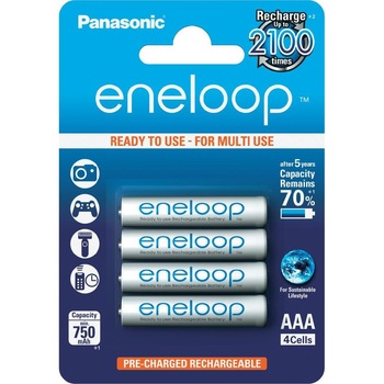 Acumulatori Panasonic Eneloop AAA, 750mAh, Blister 4 bucati Acumulatori Panasonic Eneloop AAA, 750mAh, Blister 4 bucati