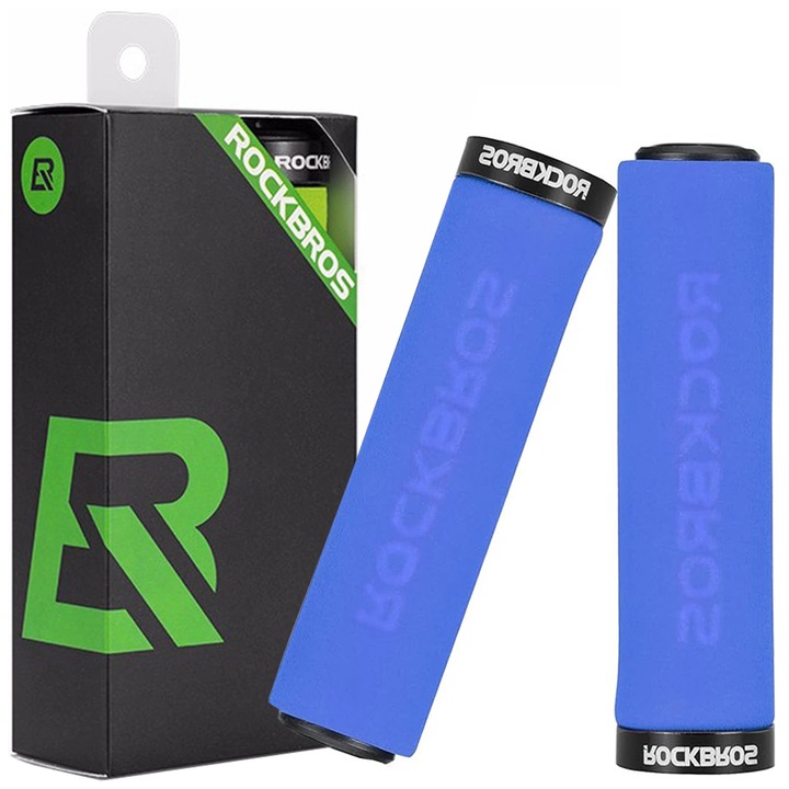 Set 2 mansoane bicicleta, Rockbros, Plastic, Negru/Albastru