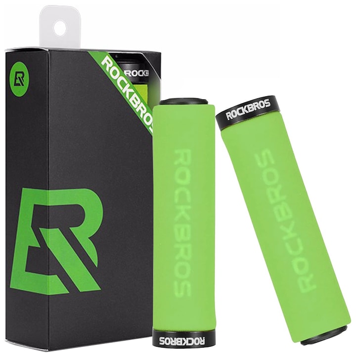 Set 2 mansoane bicicleta, Rockbros, Burete, Verde/Negru