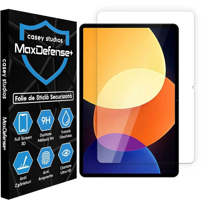CASEY STUDIOS üvegfólia Xiaomi Pad 5 Pro 12.4-hez, teljes 3D fólia, teljes ragasztó, edzett üveg, katonai keménység, Ultra HD, professzionális 3D képernyővédelem, karcálló, ütésálló, átlátszó