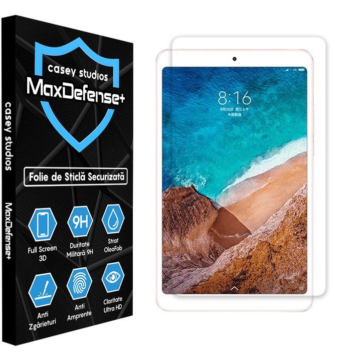 Folie Sticla CASEY STUDIOS™ pentru Xiaomi Mi Pad 4 Plus 10.1, Full Cover 3D, Full Glue, Sticla Securizata, Duritate Militara, Ultra HD, Protectie Profesionala Ecran 3D, Anti Zgarieturi, Anti Socuri, Transparenta