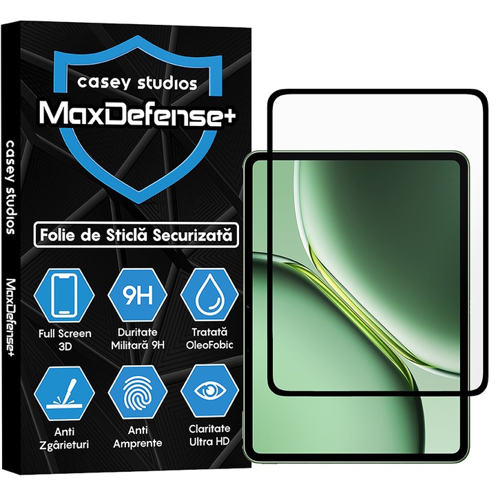 CASEY STUDIOS™ üvegfólia OnePlus Pad Pro-hoz, teljes 3D fólia, teljes ragasztó, edzett üveg, katonai keménység, Ultra HD, professzionális 3D képernyővédelem, karcálló, ütésálló, átlátszó