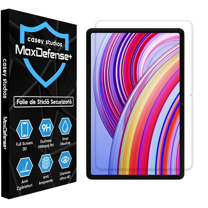 Folie Sticla CASEY STUDIOS™ pentru Xiaomi Redmi Pad Pro 5G / Redmi Pad Pro, Full Cover 3D, Full Glue, Sticla Securizata, Duritate Militara, Ultra HD, Protectie Profesionala Ecran 3D, Anti Zgarieturi, Anti Socuri, Transparenta