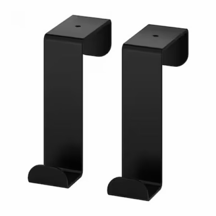 Set 2 Carlige Pentru Depozitare Pe Usa, Otel Cu Strat Anticoroziv, Negru 6x2cm, Yupy®