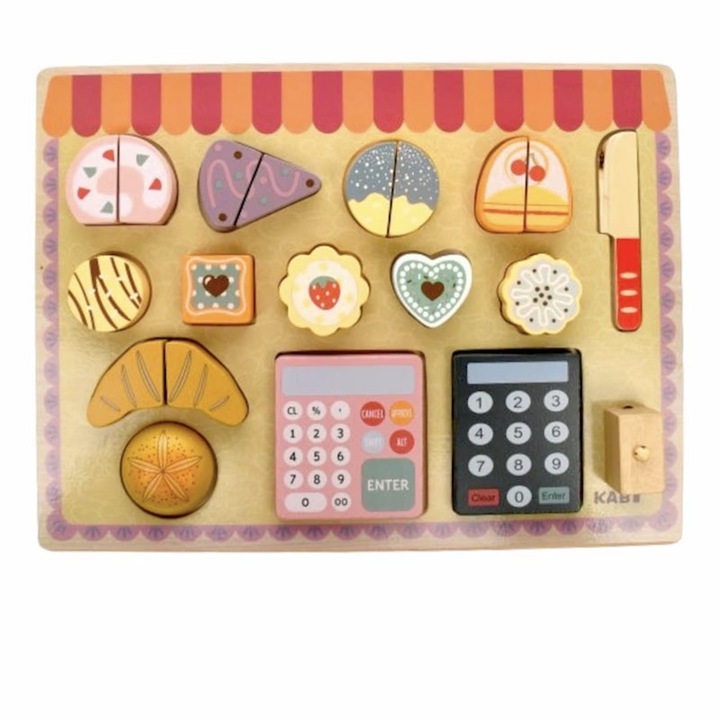 Jucarie produse cofetarie/patiserie, lemn, 16 piese, lemn, 3 ani+, Yupy®