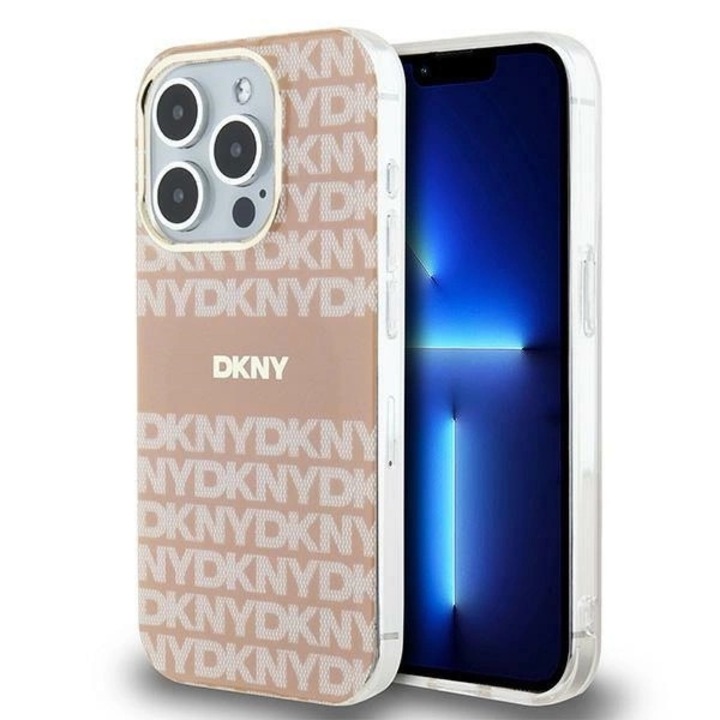 DKNY IML Mono & Stripe védőtok iPhone 13 Pro Max készülékhez, TPU, MagSafe, rózsaszín/fehér