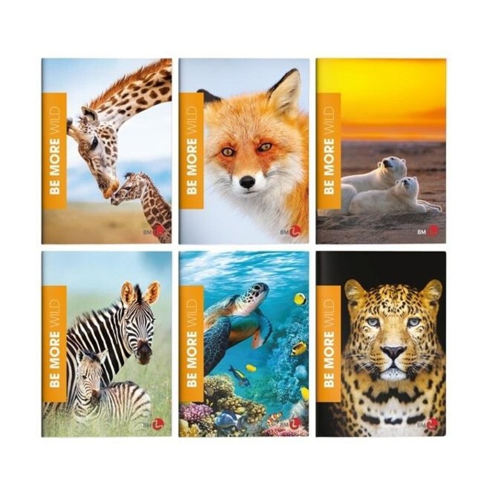 Set 10 caiete A4, Koh-I-Noor Be More Wild, coperta cu animale, UV, 100g/m²