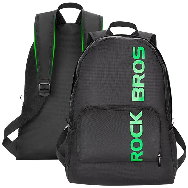 Rucsac sportiv pliabil Rockbros, Nailon, 18L, 46.5x38 cm, Negru