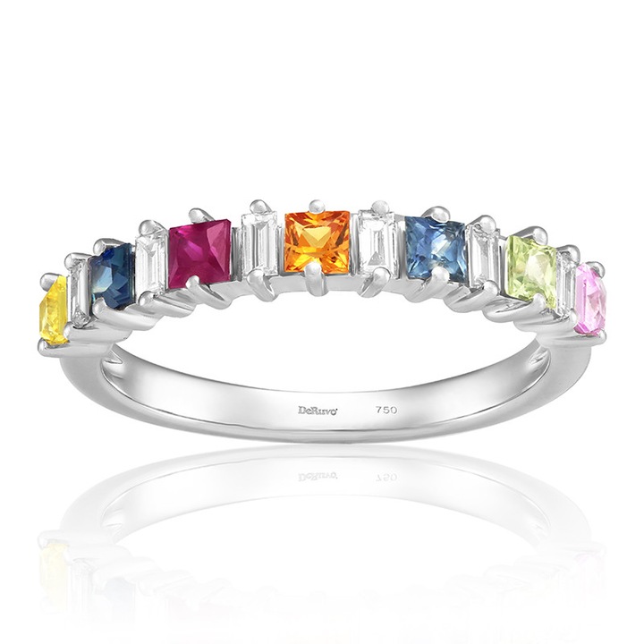 Inel Aur 18k Diamante, Rubin, Safire Multicolore DERUVO, R8627MSDWN-W53, Marime 53