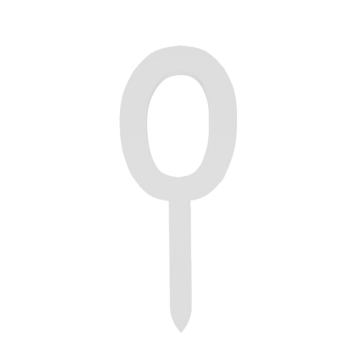 Топер за торта, "0", честита годишнина, 150 X 62 мм бяла слонова кост