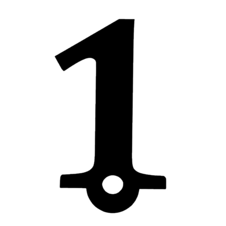 Breloc cifra, "1", pensiuni,69 X 40 mm negru