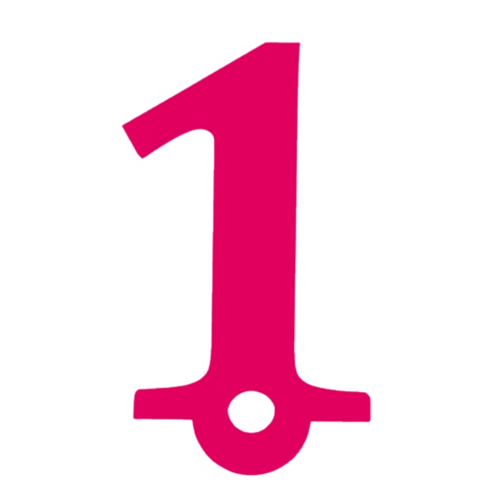 Breloc cifra, "1", pensiuni,69 X 40 mm roz zmeuriu