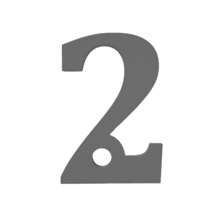 Breloc cifra, "2", pensiuni,60 X 41 mm argintiu