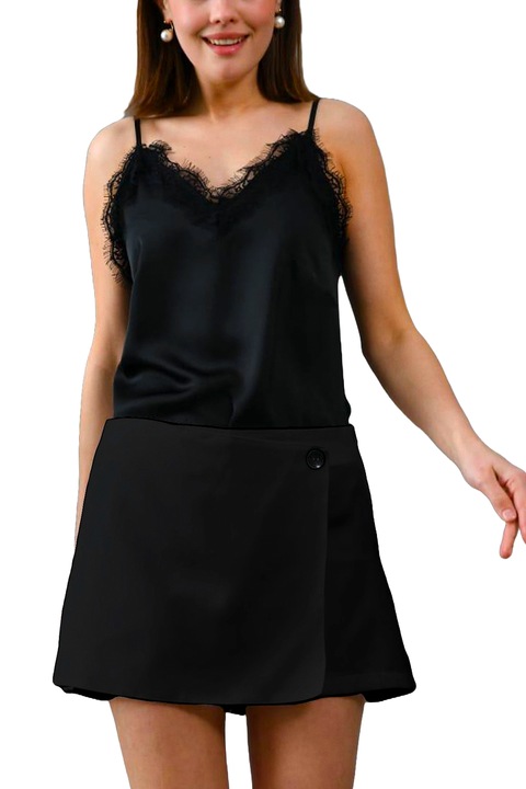 Пола на панталон DeFNE, къса кройка и страничен цип, Черен