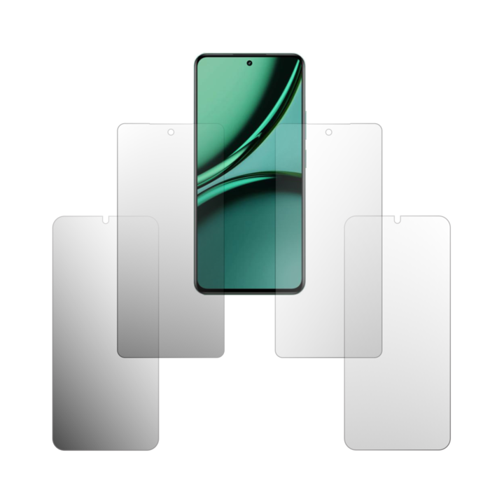 Комплект от 4X Folie24 протектори за екран, за Realme Narzo 70 Pro, 2X Ultra-Clear + 2X Matte, пълно покритие на дисплея и удобни за калъфи, залепващи, гъвкави със саморегенериране