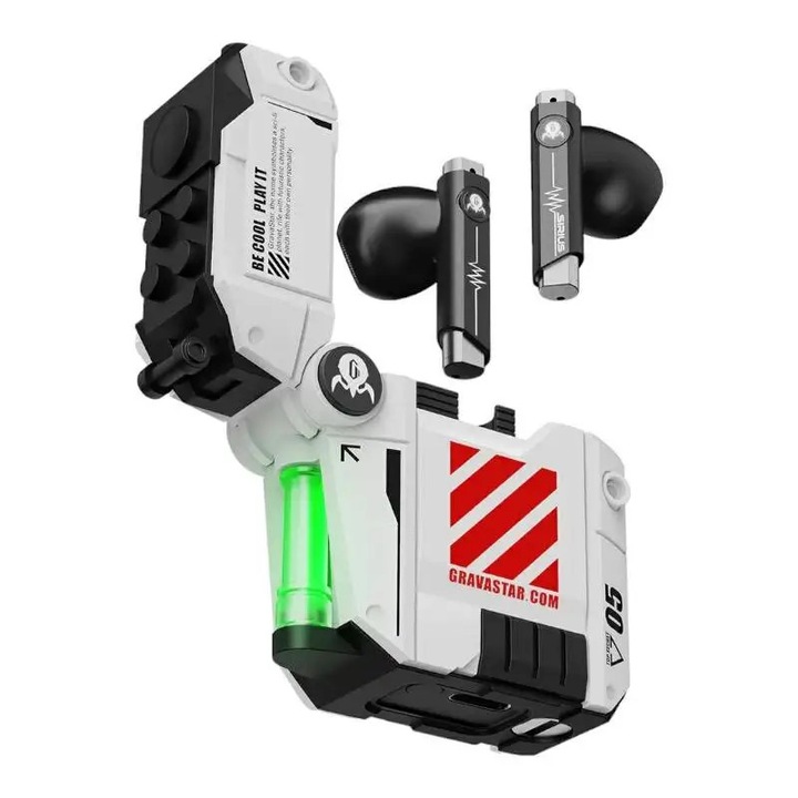 Casti Gravastar Sirius P5 TWS, bluetooth 5.2, 40 ore functionare, diferite moduri de functionare, alb