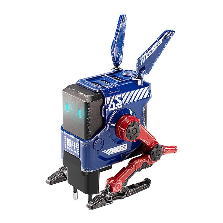 Incarcator GravaStar Alpha65, cu incarcare rapida, 65W, porturi USB-C, USB-A, 110-240 V, albastru