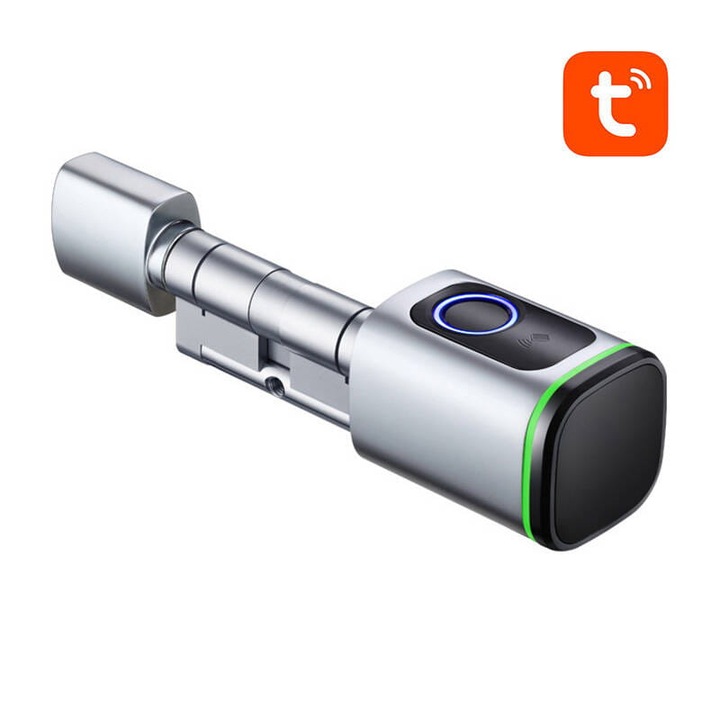Cilindru electronic pentru usa Avatto SDL-S1-S90, acces prin amprenta/cartela/aplicatie, argintiu, 90 mm
