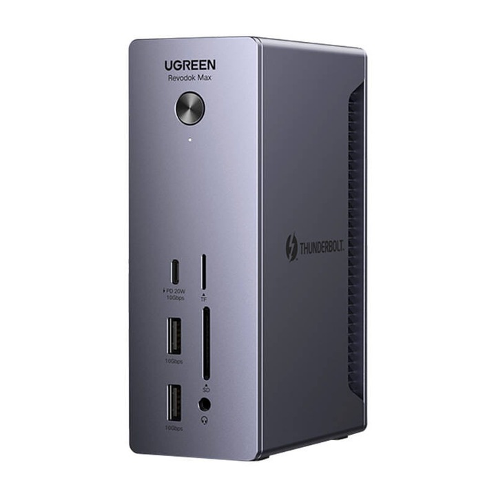 Докинг станция, UGREEN U710, Thunderbolt 4, DisplayPort 8K, USB-C, RJ45, SD/TF, AUX, Сив