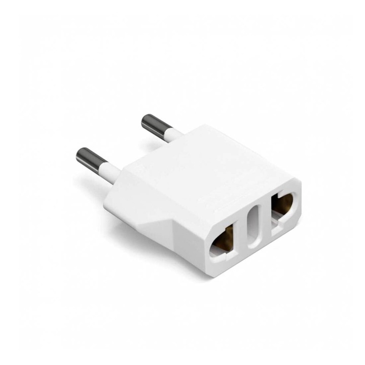 Преходник, За български контакт от японски/американски, Плосък, Бял, US щепсел, 220VAC, 6A