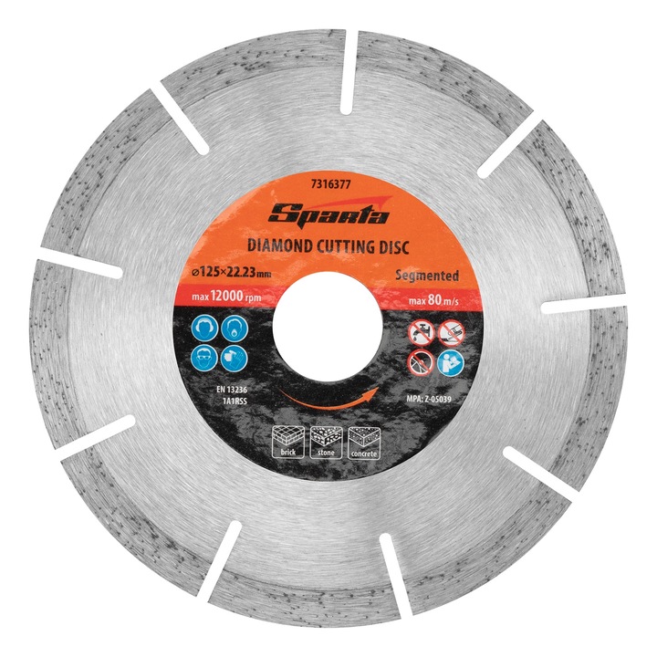Диск Sparta, диамантен, непрекъснат ръб, 115 х 22, 2 мм, за сухо рязане, EUROPA Standard