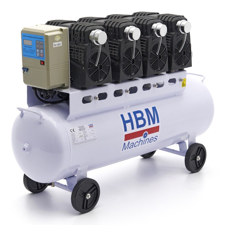Безшумен компресор, HBM Machines, без шум, без масло 120 л