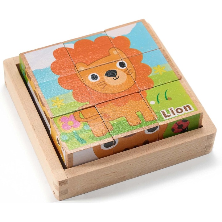 3D пъзел - кубчета Animals, Pazzlas, Монтесори, 2Y+, дърво