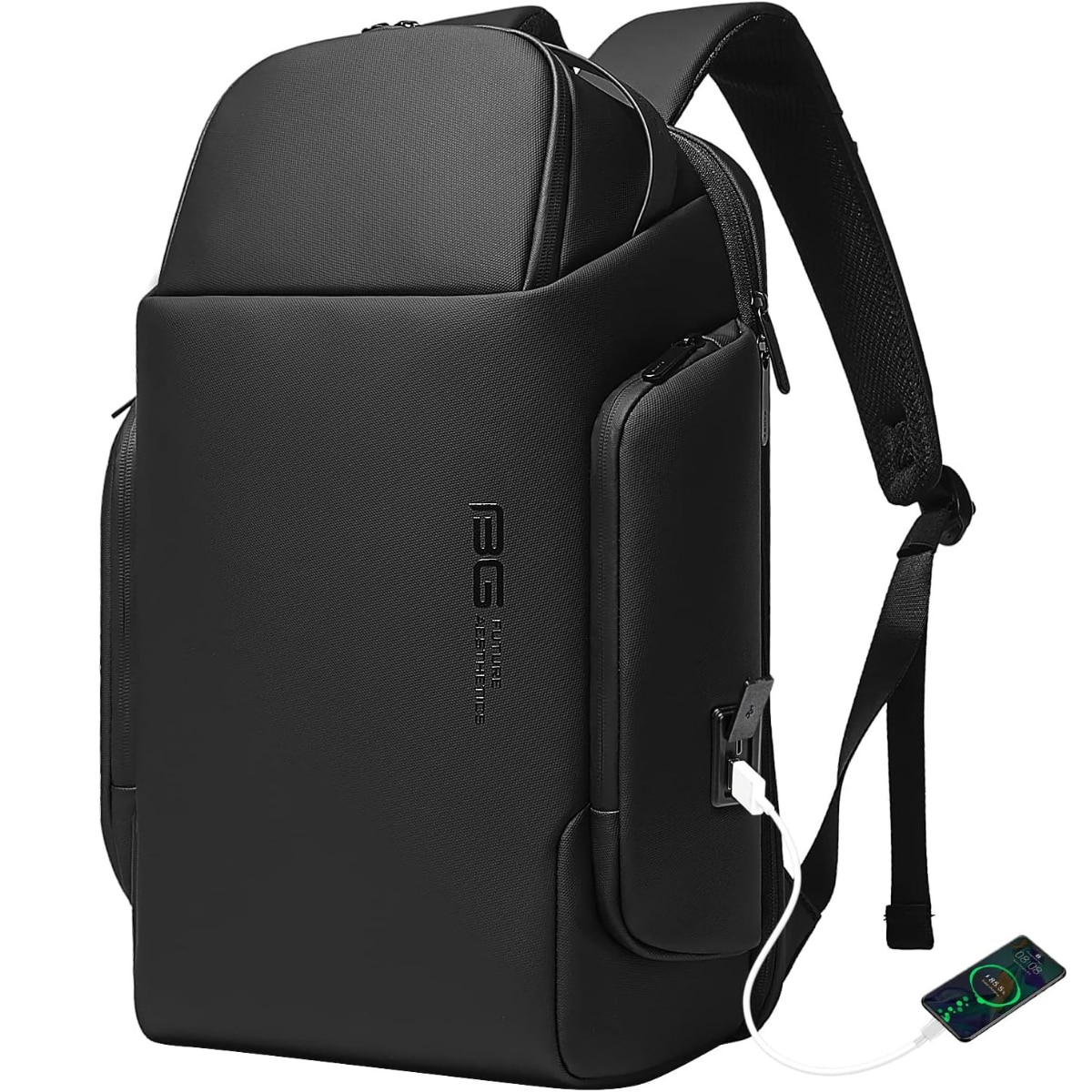Rucsac Multifunctional pentru Laptop de 15.6 inch, de Calatorie Unisex, Design Smart Casual, cu multiple Compartimente si deschidere 180°, Buzunar Anti Soc, Protectie Superioara BANGE, Impermeabil, Port incarcare USB, pentru Business, 44x31x15 cm, Negru