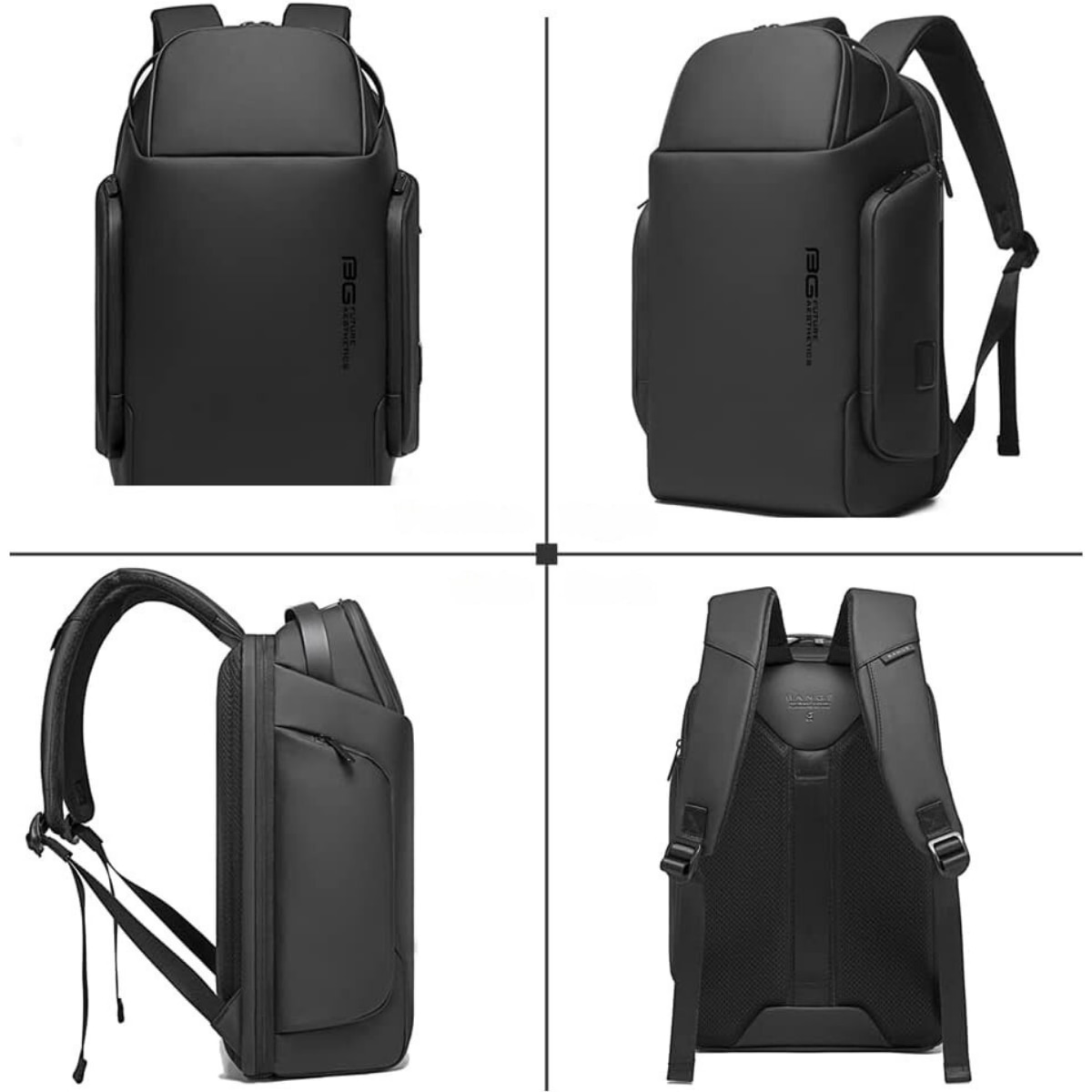 Rucsac Multifunctional pentru Laptop de 15.6 inch, de Calatorie Unisex, Design Smart Casual, cu multiple Compartimente si deschidere 180°, Buzunar Anti Soc, Protectie Superioara BANGE, Impermeabil, Port incarcare USB, pentru Business, 44x31x15 cm, Negru