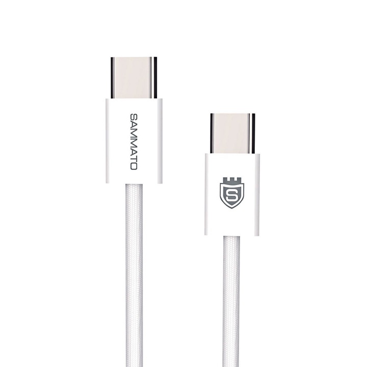 Кабел SAMMATO TYPE C to TYPE C, 1.2 м. бял