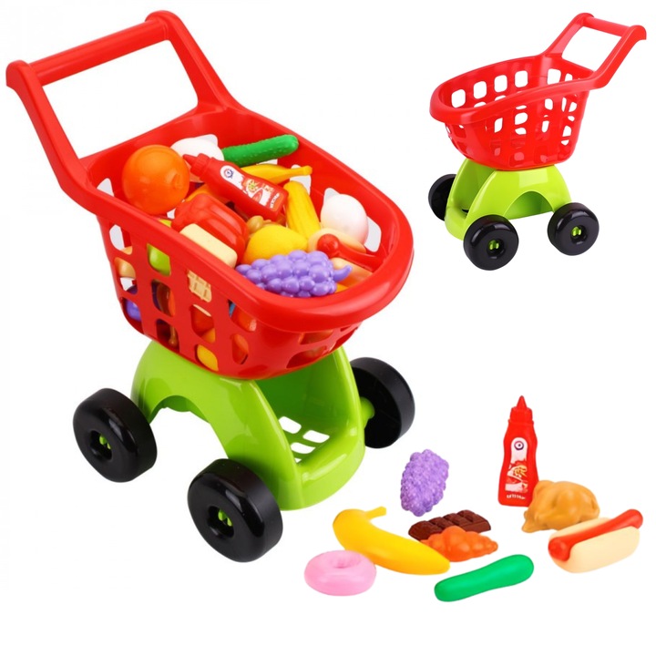 Maksik gyermek bevásárlókocsi, kiegészítőkkel, többszínű, 47x41x29cm