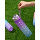 Sticla de apa, DANATI, cu pai si cu scala temporala, Plastic/Tritan, 800ml, Mov, BPA Free, 7x25cm