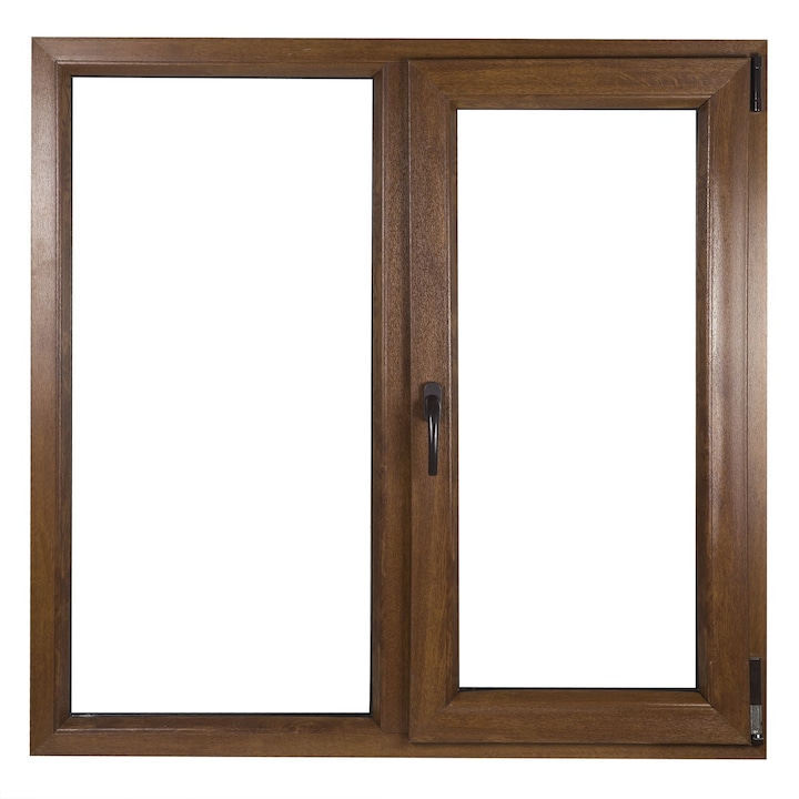 Fereastra PVC termopan, 5 camere, 100 X 100 cm, deschidere dubla, dreapta, stejar auriu
