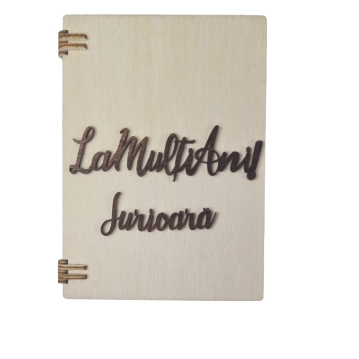 Felicitare din lemn "La Multi Ani, Surioara!" Cu text gravat si loc pentru poza 13/18 cm