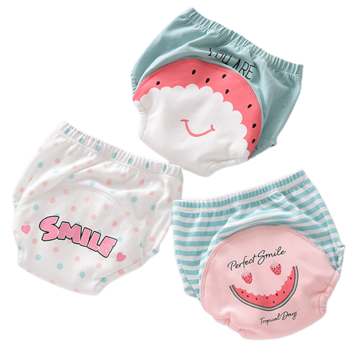 Комплект 3 гащички за повиване на гърне Ronyes, памук, шарка на диня, размер L, за деца 12-15 кг