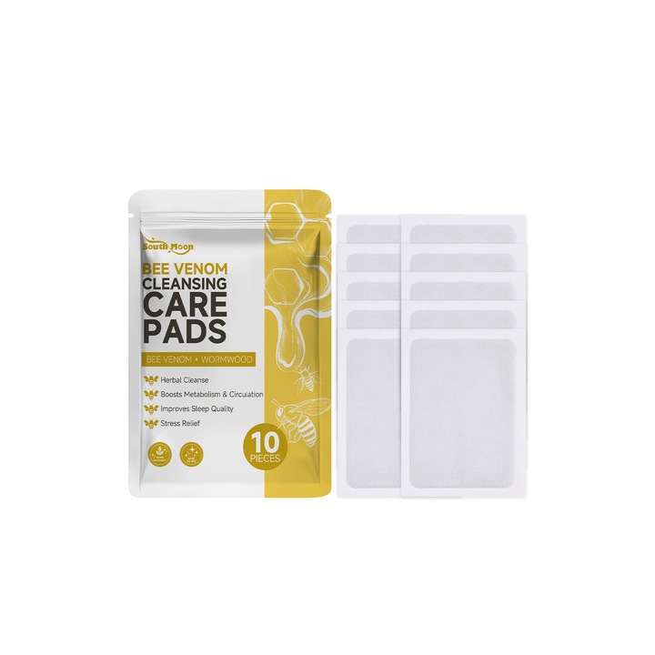 Plasturi detoxifiere South Moon cu venin de albine si extract de artemisia, set 10 buc.Set plasturi detoxifiere pentru picioare