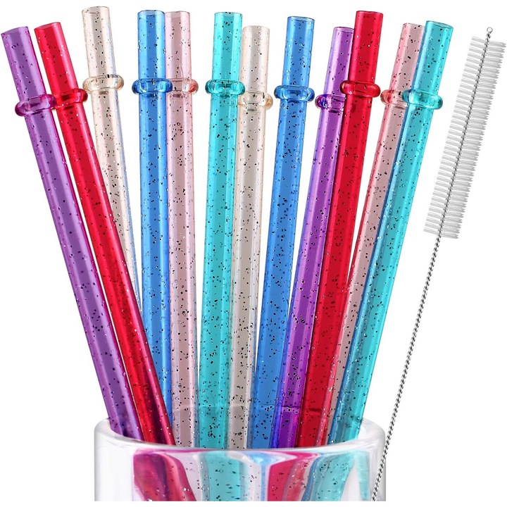 Set 13 paie din plastic, ambalate individual, cu perie pentru curatat, ecologic, igienic, reutilizabil, Multicolor