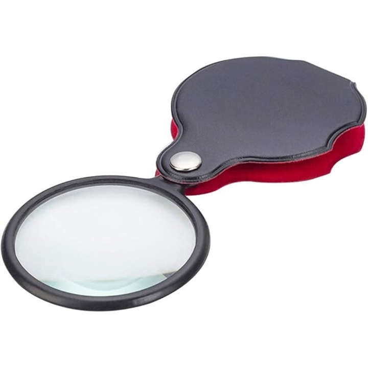 Lupa pliabila, JENUOS®, husa din piele, 8x, diametru 60 mm, portabila