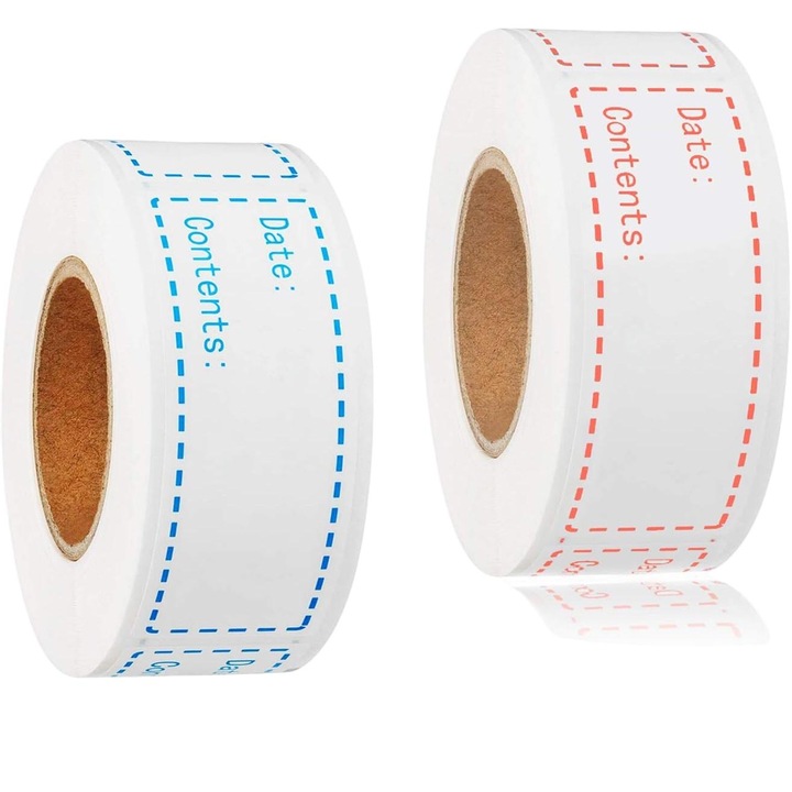 Set etichete autoadezive pentru congelator, Cozevdnt, 300 buc, 2.5x7.5cm, rezistente la apa si ulei, fara reziduuri, alb